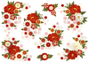 古風な日本花の塊の素材集・赤