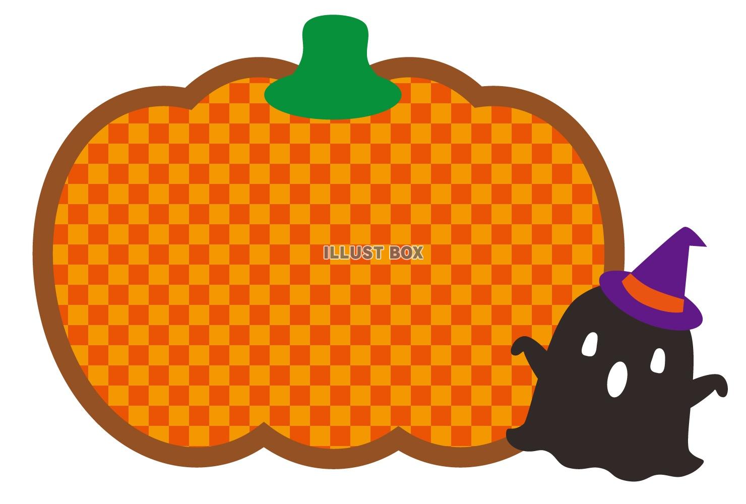 ハロウィンかぼちゃとおばけのパターンフレーム/オレンジ