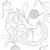 クマのぬいぐるみを抱いた猫の塗り絵