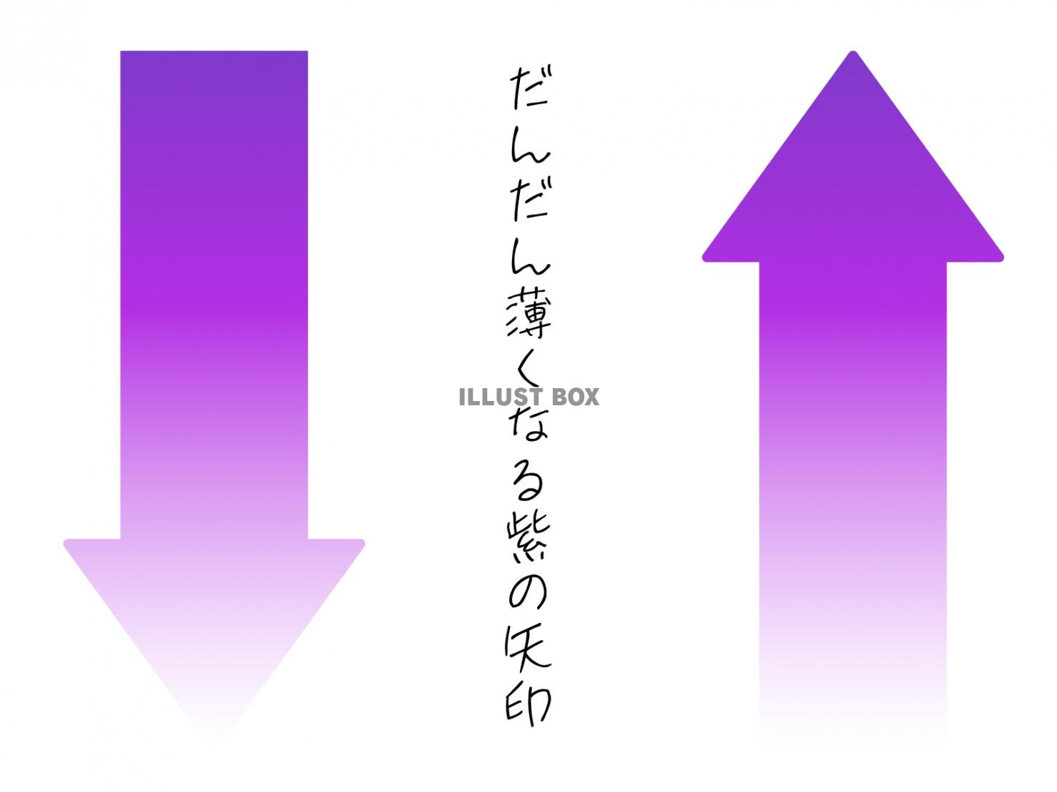 だんだん薄くなる紫色矢印のセットイラスト