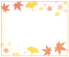 淡いカラーの紅葉イチョウフレーム　透過png