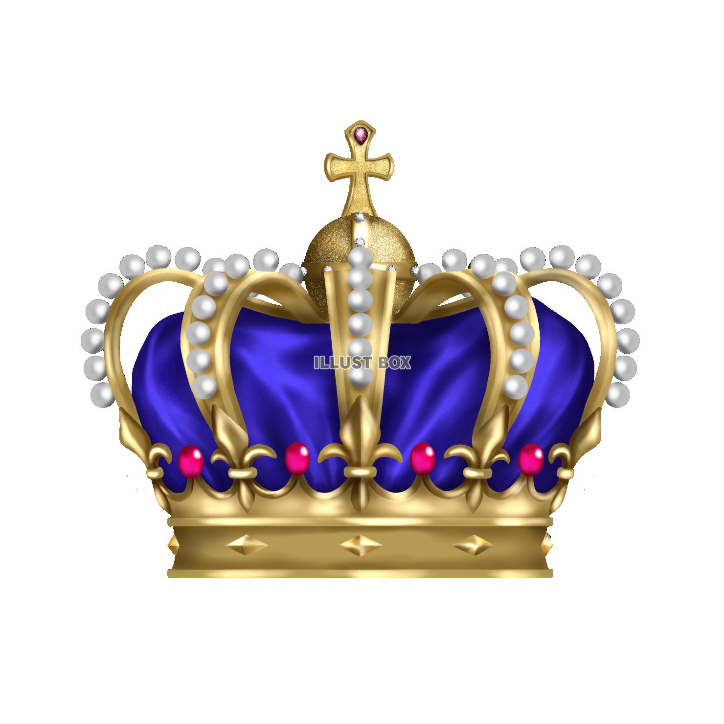 金の王冠 パール付き 青