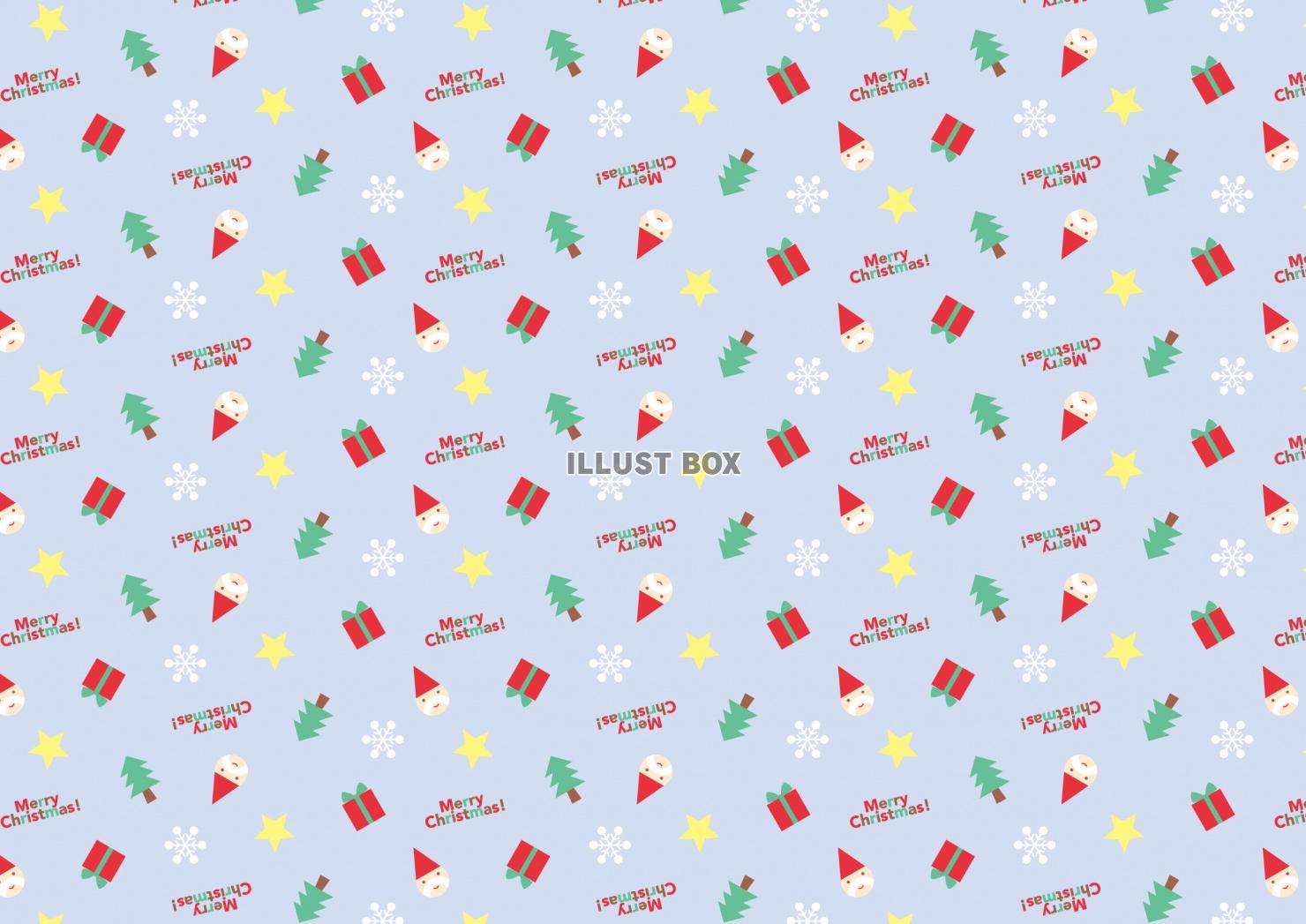 青地にカラフルかわいいクリスマスパターン