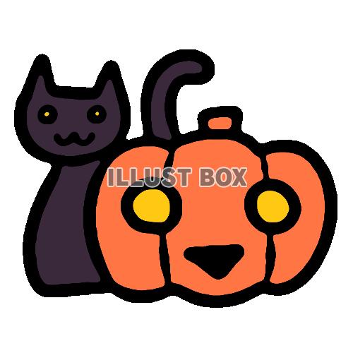 ハロウィンのカボチャと黒猫