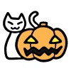 ハロウィンのカボチャと白猫