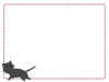 黒ねこ破線四角フレーム　赤