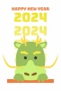 2024 年賀状　縦35　西暦と辰