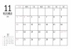 2024年11月 シンプルカレンダー（A4 ）ヨコ