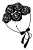 バラの花束のイラスト　白黒　透過PNG