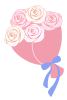 バラの花束のイラスト　白とピンク　透過PNG