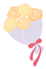 バラの花束のイラスト　黄色　透過PNG