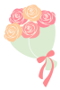 バラの花束のイラスト　ピンクとオレンジ　透過PNG