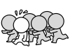 複数の人に連れていかれる棒人間