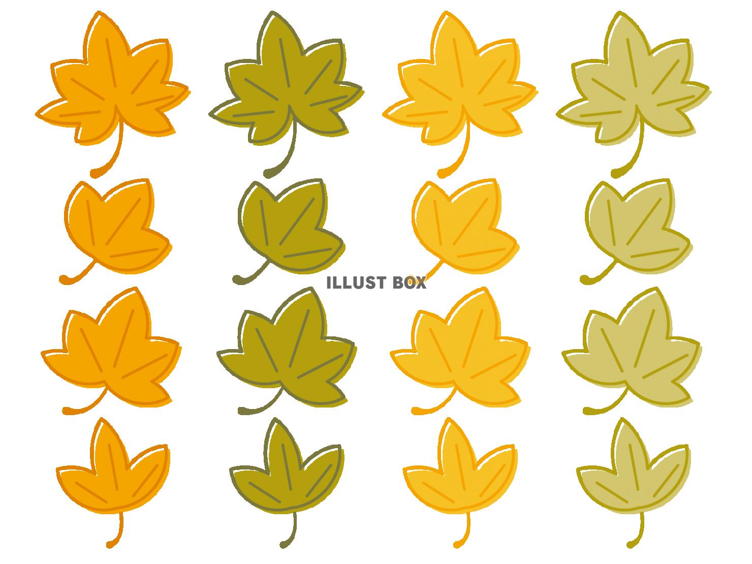 色々な秋のモミジのイラストセット３