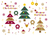 クリスマスツリーやデコレーションのイラストセット