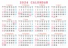 1年カレンダー　2024年版