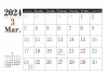 2024年のシンプルカレンダー-3月