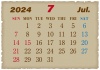 2024年の古紙風カレンダー-7月