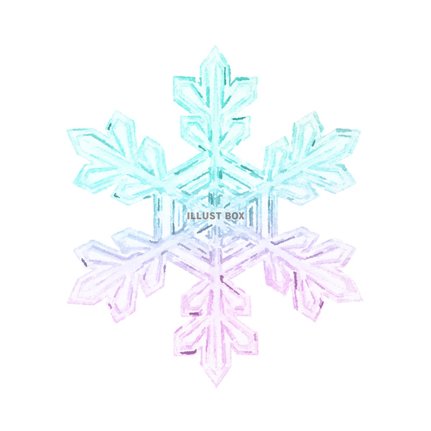 手書きの水彩調の雪の結晶のイラスト