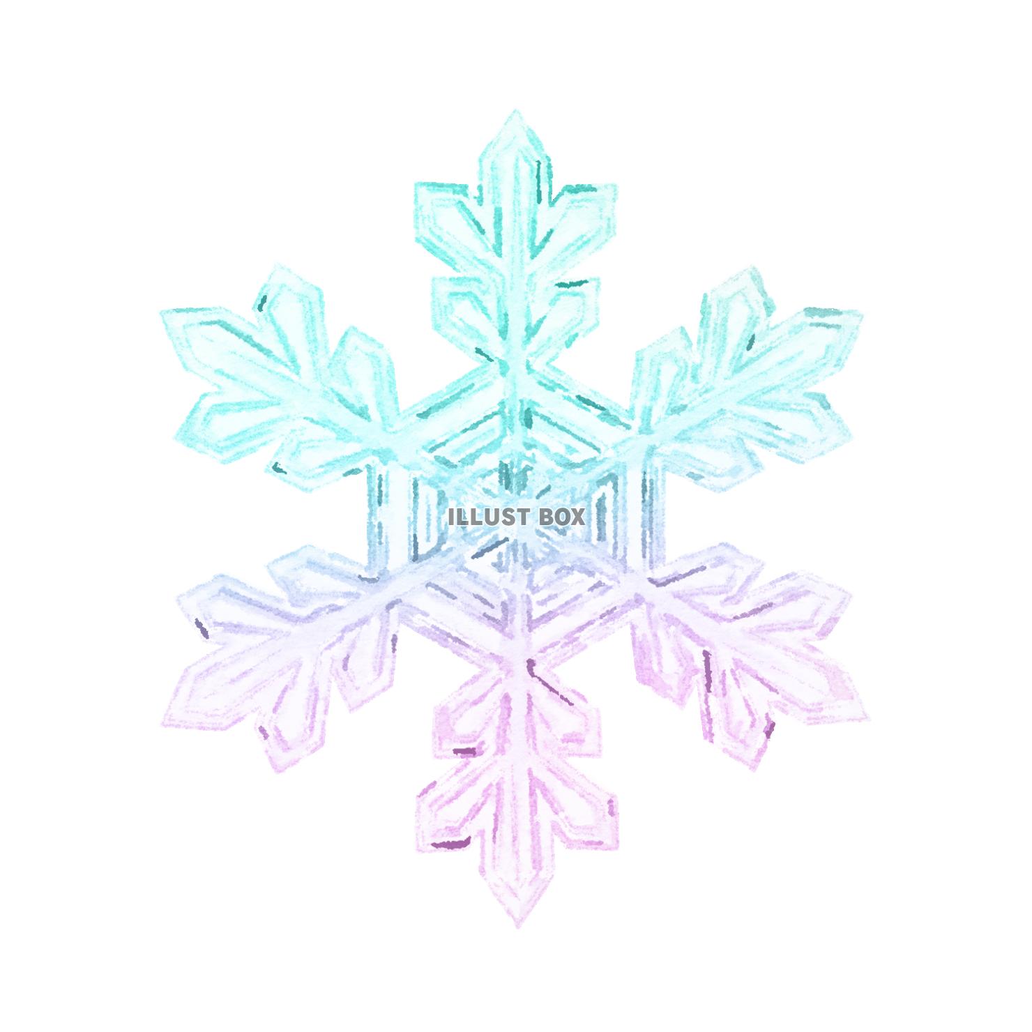 手書きの水彩調の雪の結晶のイラスト