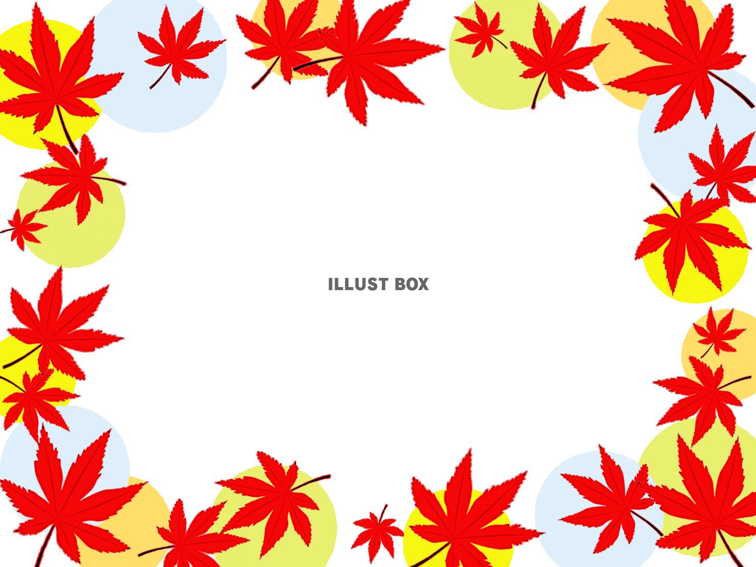 紅葉の葉っぱフレームシンプル飾り枠素材イラスト透過png