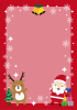 2_クリスマス_フレーム・サンタ・トナカイ・雪の結晶・ベル・ツリー・プレゼント・赤