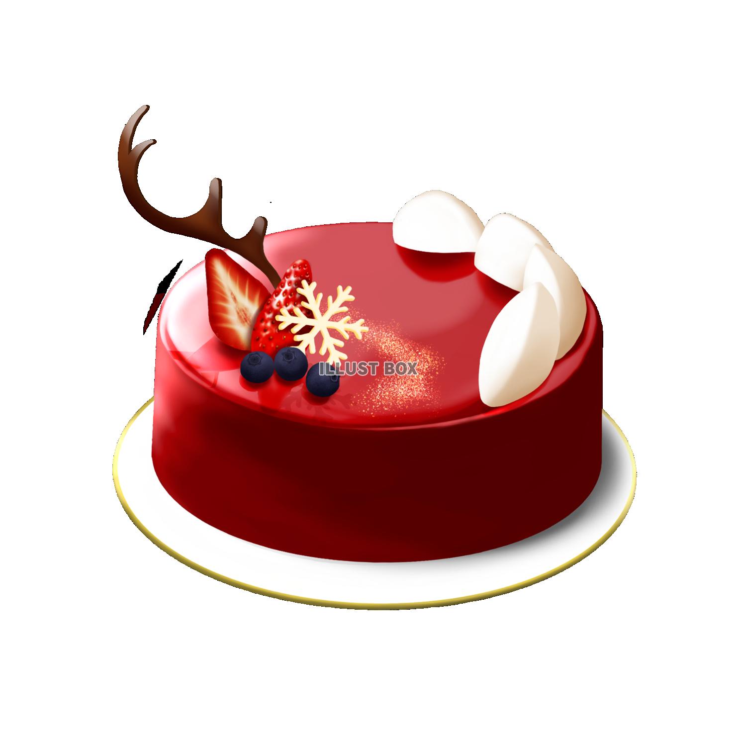 クリスマス仕様の赤いミラーケーキ