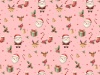 クリスマスモチーフのパターン(ピンク背景