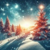 幻想的な風景　クリスマスのイラスト