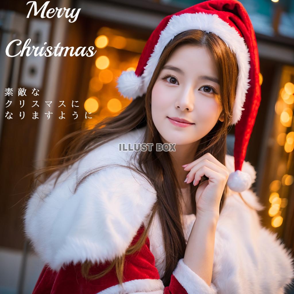 クリスマスカード　CHRISTMAS CARD　女性サンタク...