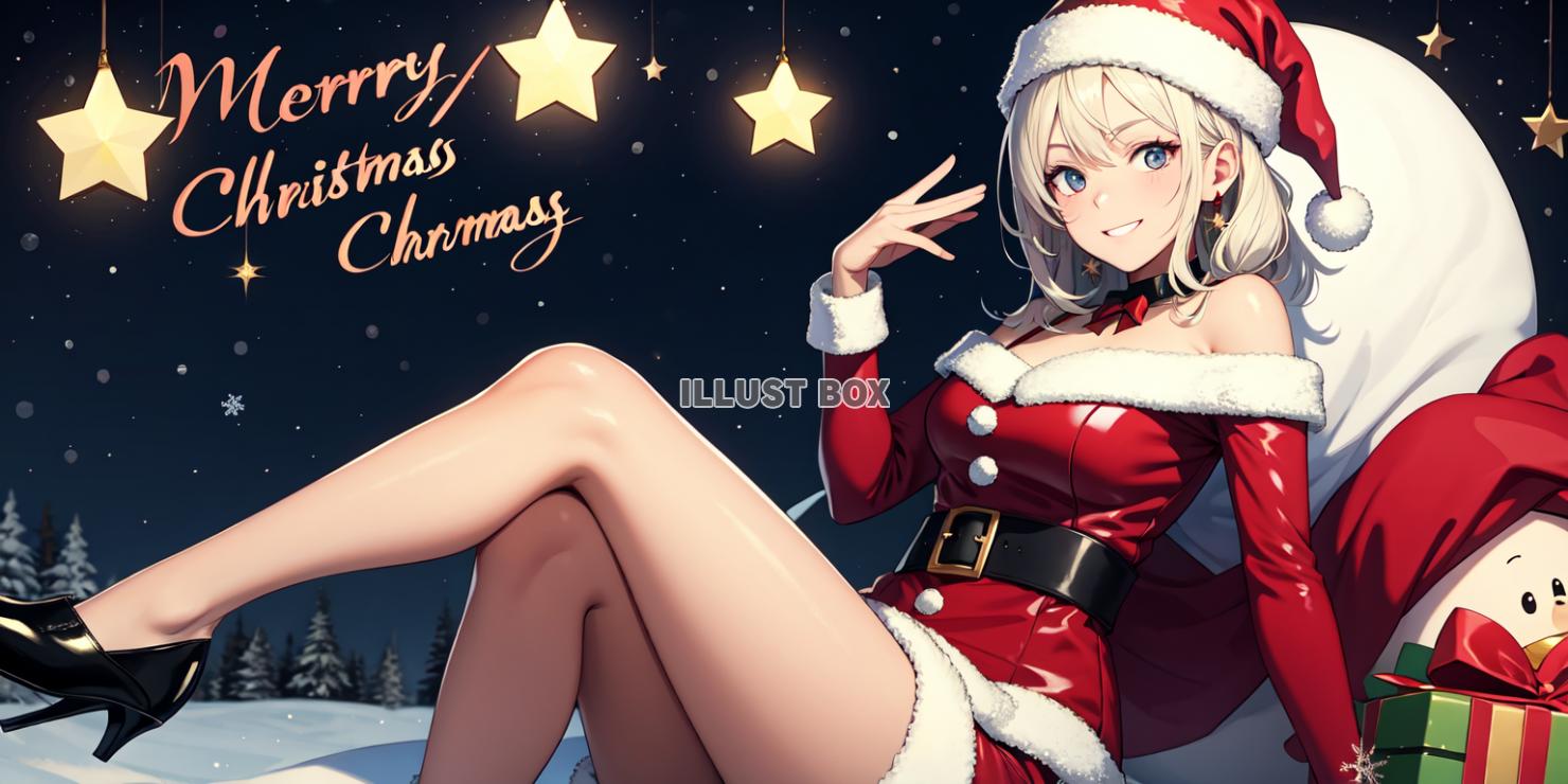 クリスマスカード　CHRISTMAS CARD　女性サンタク...