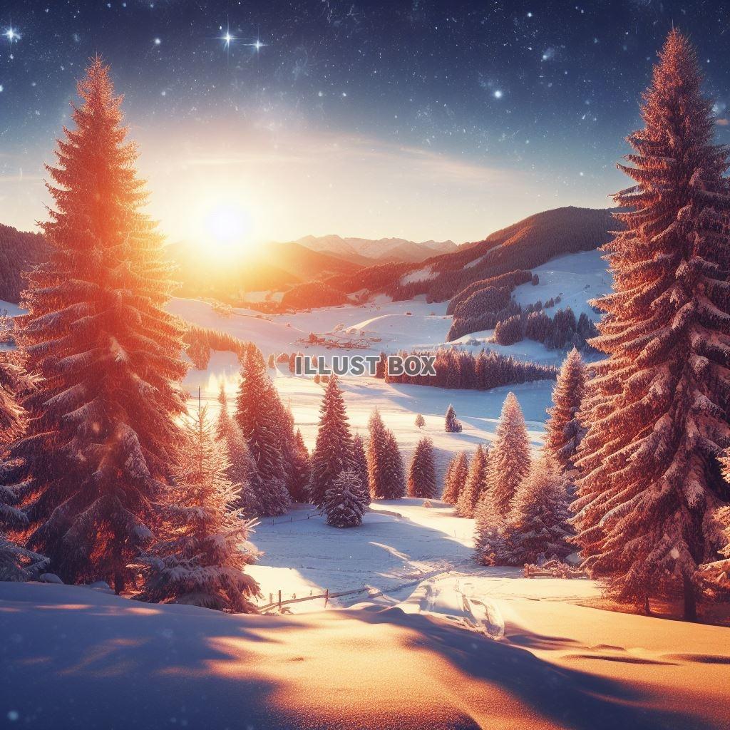 幻想的な風景　クリスマスのイラスト