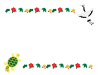 お正月フレーム02　紅葉と鶴と亀　上下ライン