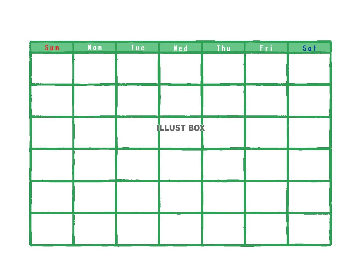 シンプルなカレンダー枠　緑