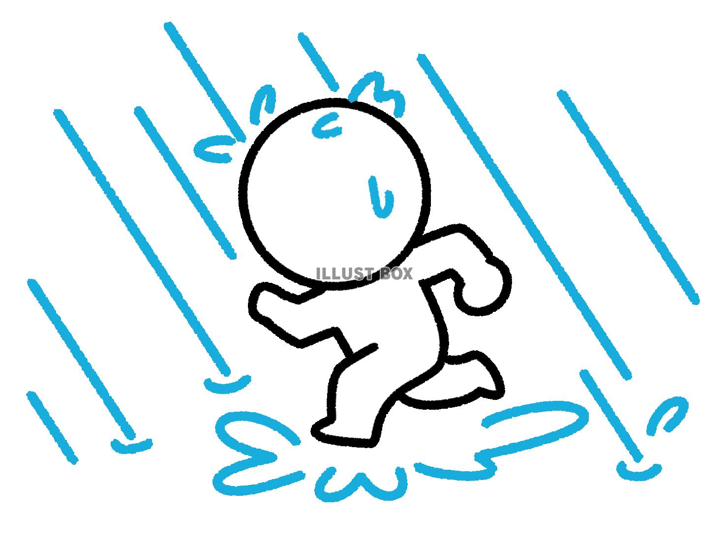 雨の中を走る棒人間