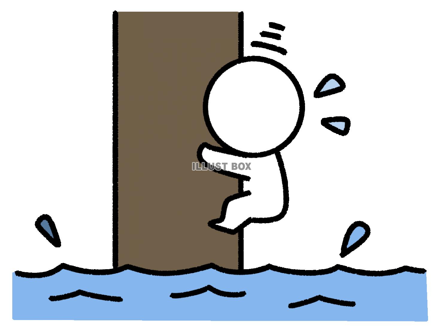 柱にしがみつくもどんどん下がってしまう棒人間