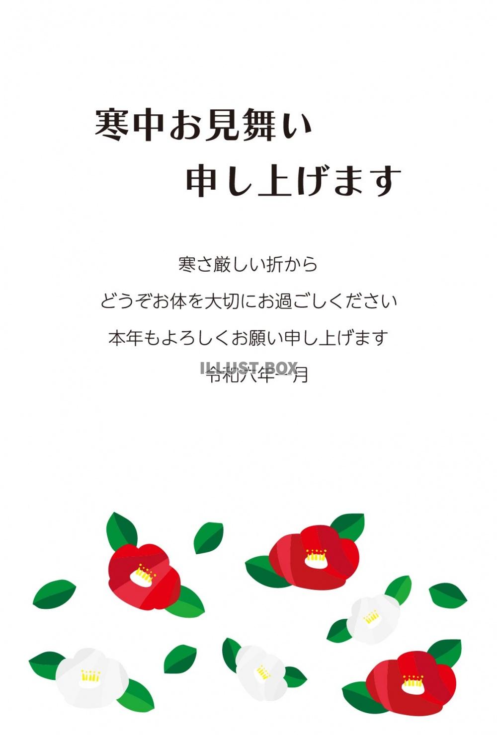 寒中お見舞いはがきK18　寒椿　挨拶文ありなし