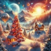 幻想的な風景　クリスマスのイラスト