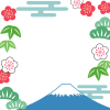 富士山と松竹梅の和柄フレームシンプル飾り枠イラストpng透過