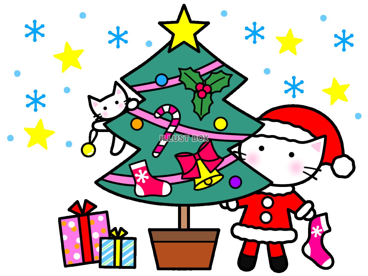 クリスマスツリーと猫サンタと子猫２