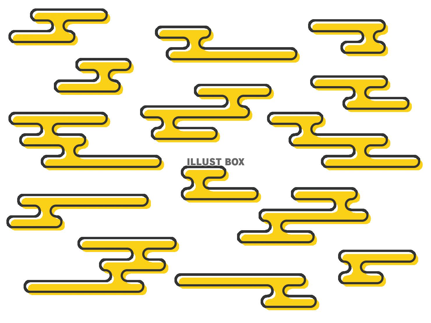 シンプルな霞雲のバリエーションセット（黒フチ黄色）