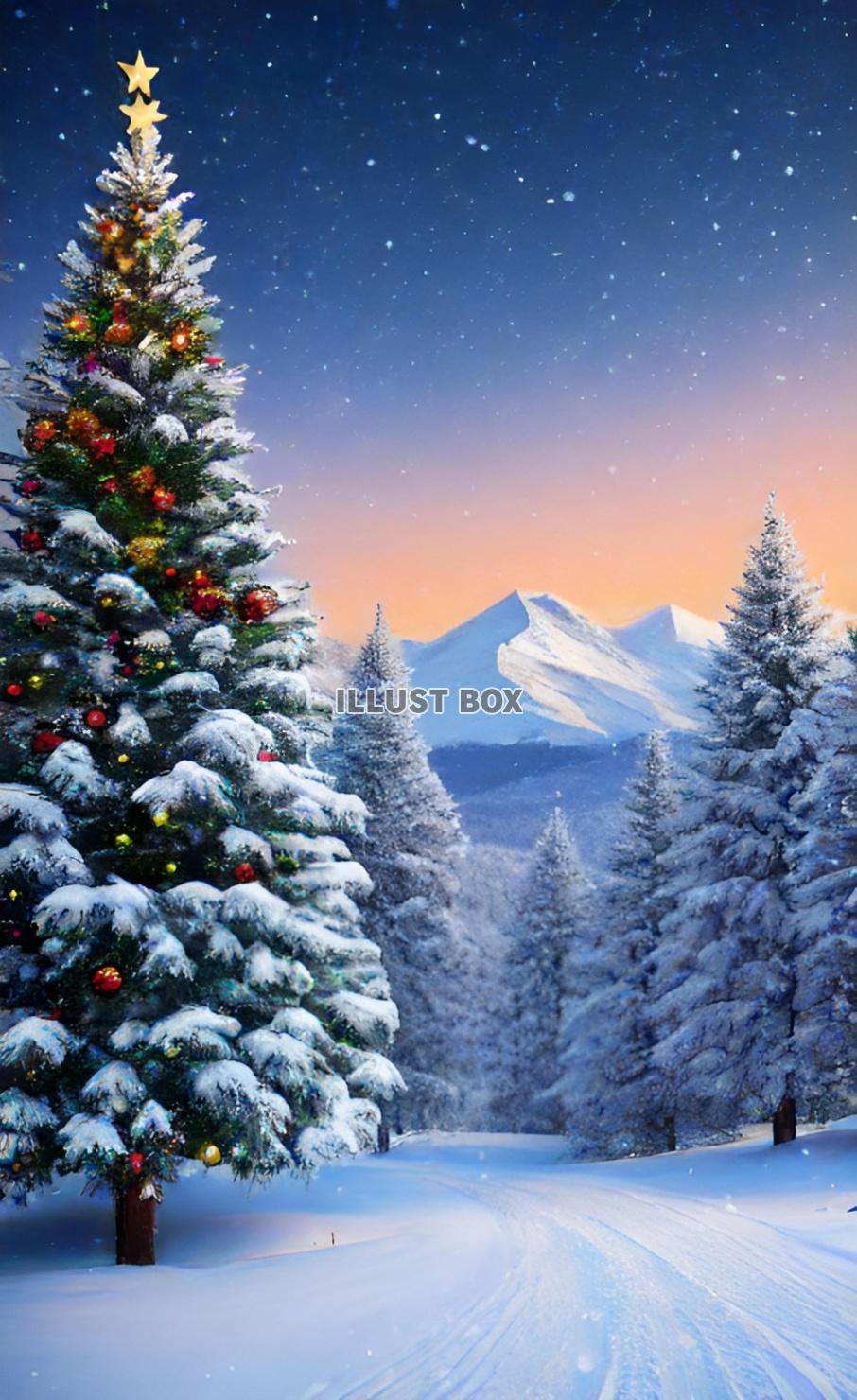 幻想的な風景 クリスマスのイラスト
