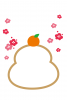 鏡餅と梅の花のフォトフレーム/PNG・縦5