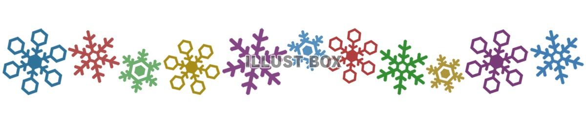 カラフルな雪の結晶のライン素材飾り罫線イラスト