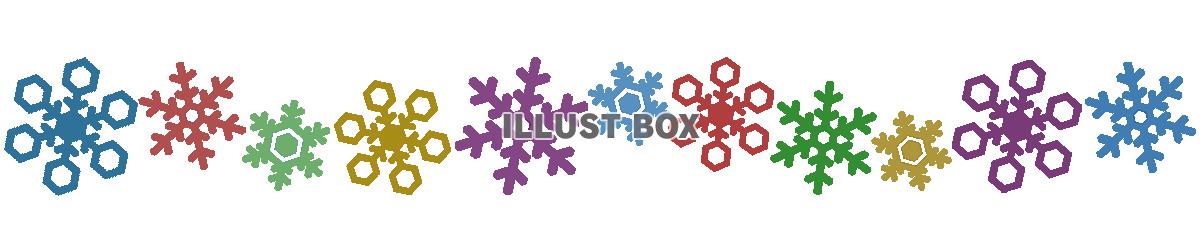 カラフルな雪の結晶のライン素材飾り罫線イラストpng透過