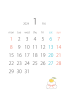 月曜始まりカレンダー2024年1月R6