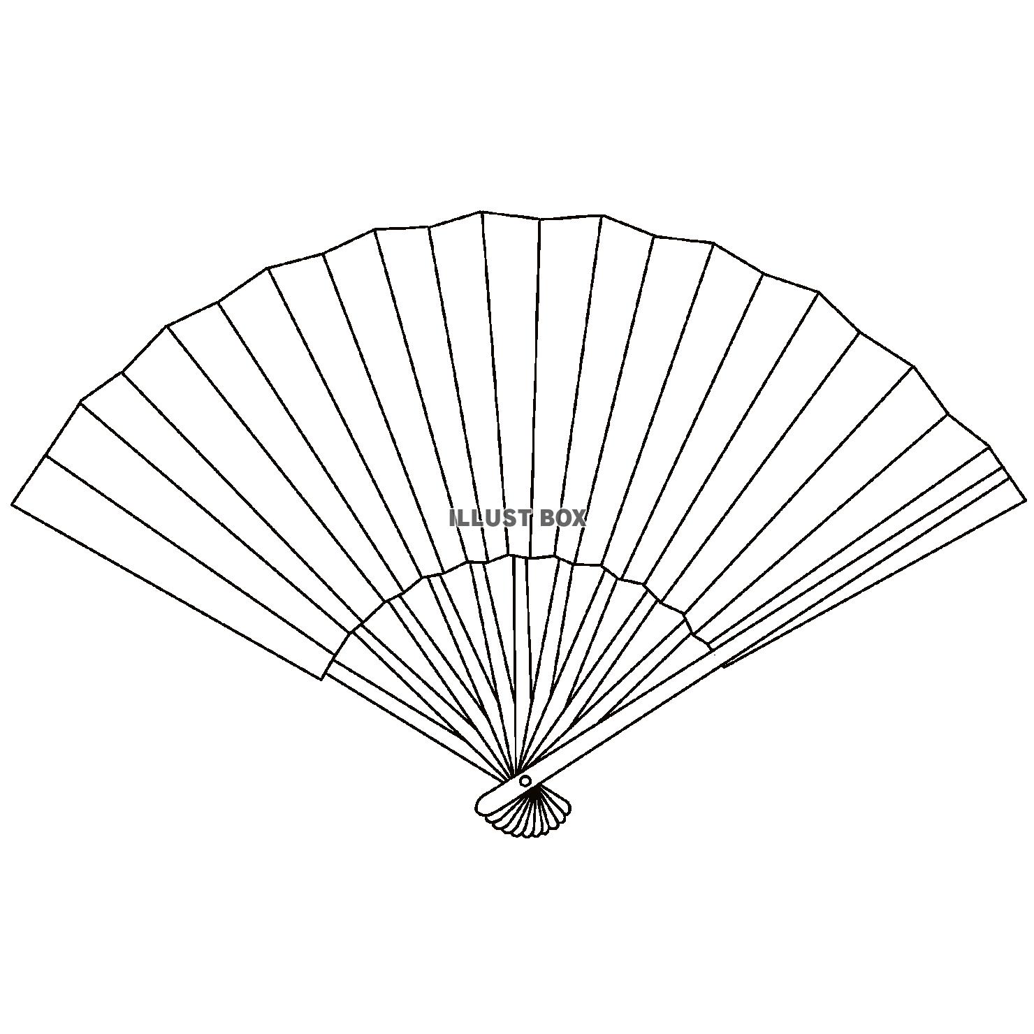 扇子の線画 折り目あり ぬりえ