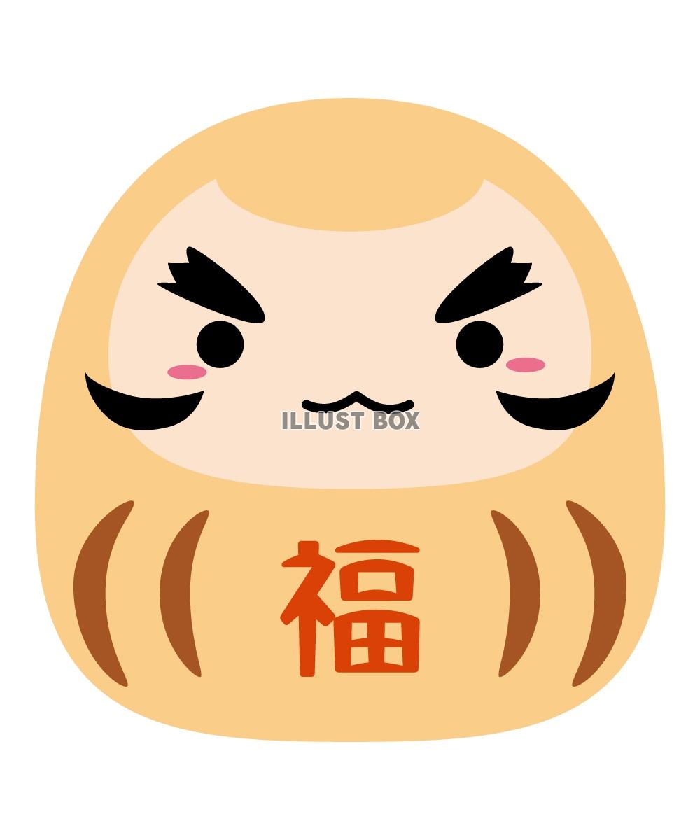 招福だるまイラスト02/福・白