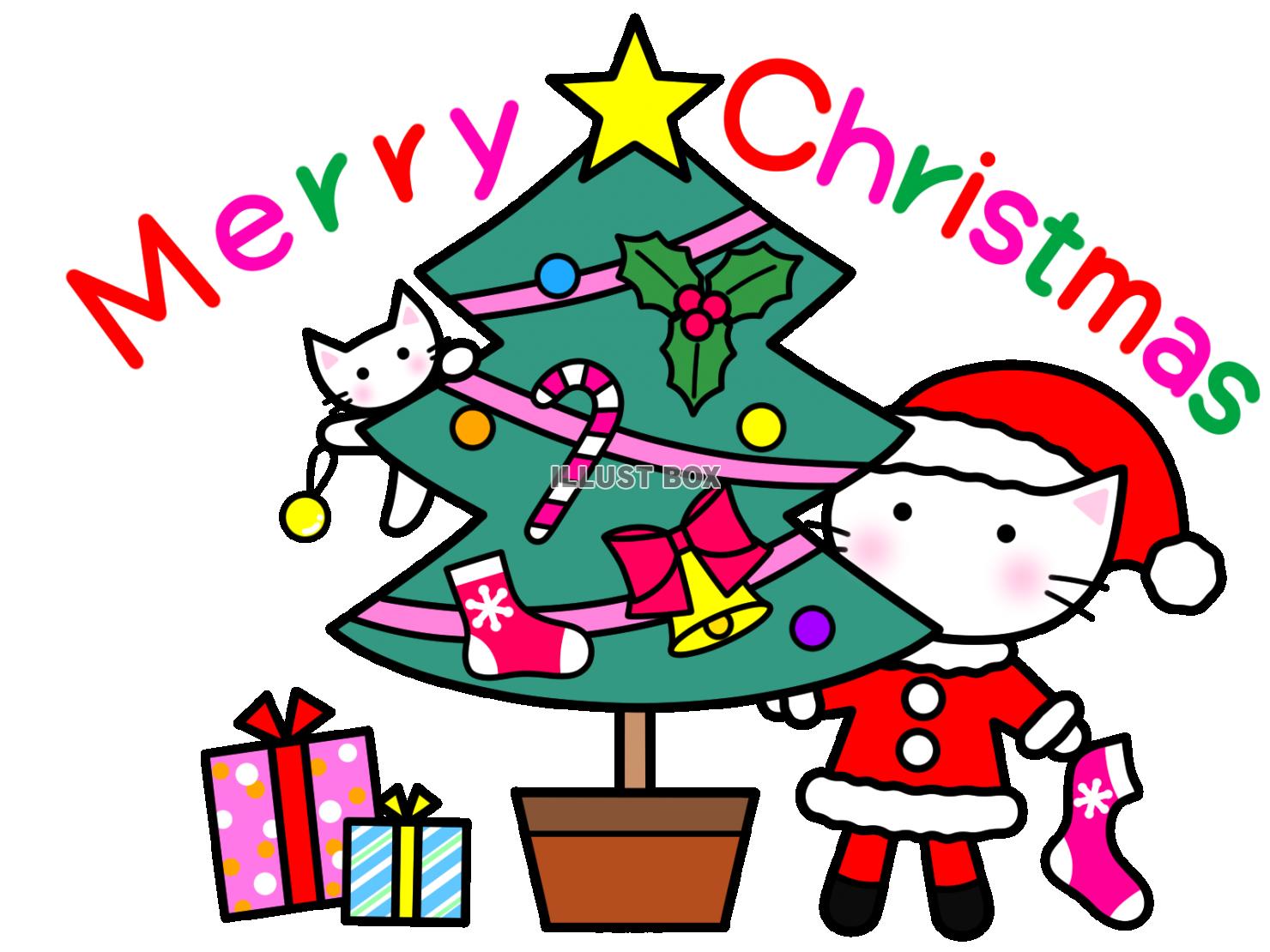 クリスマスツリーと猫サンタと子猫３