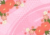 ピンクのハニカム和柄に一筆と牡丹の和背景